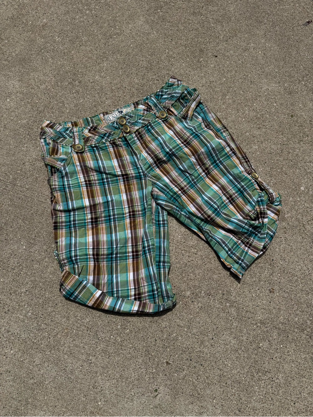 Y2K Jolt Plaid Green and Brown juniors Shorts
